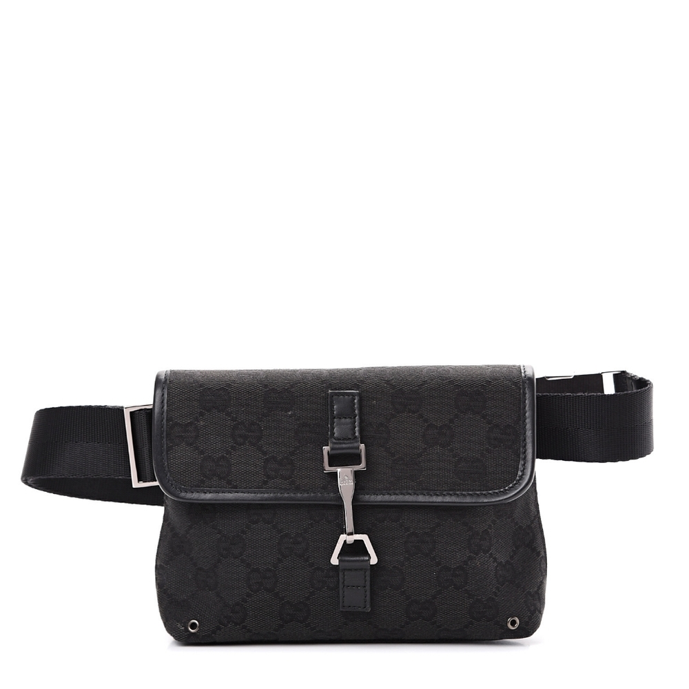 GUCCI GG Monogram Web Flight Belt Bag Black